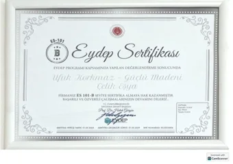 EYDEP B sertifikası